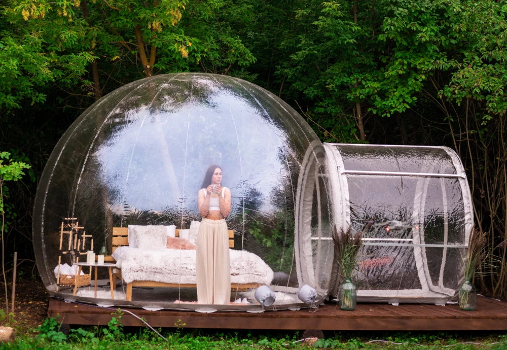 pvc transparent bubble tent with led lighting with heaters